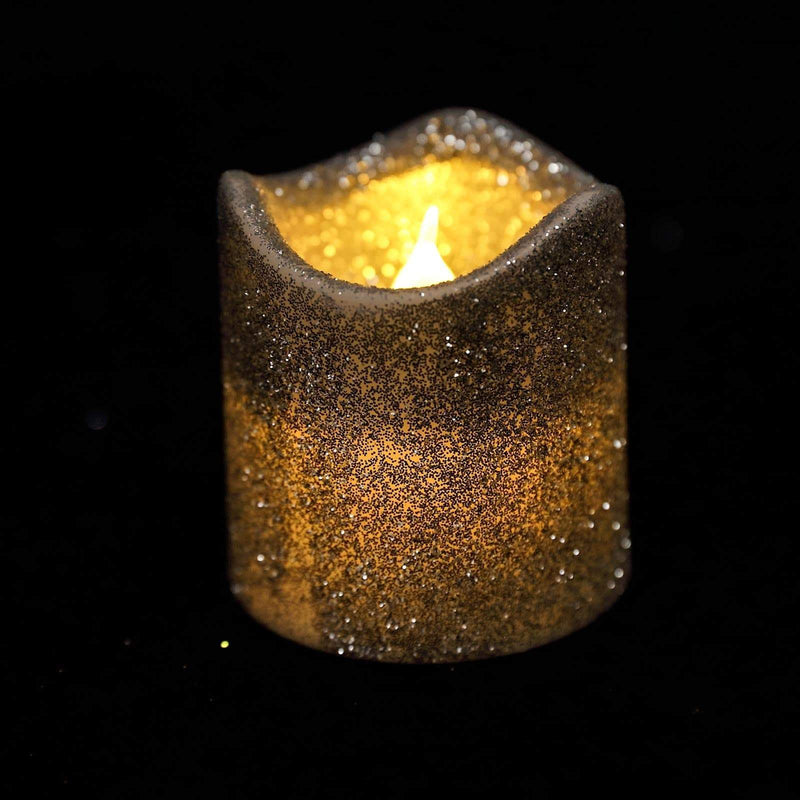 12 pcs 2" tall LED Votive Glittered Candles Lights