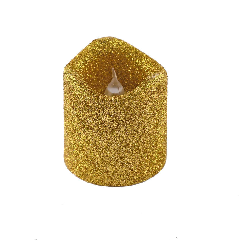 12 pcs 2" tall LED Votive Glittered Candles Lights LED_CAND_VT001_GOLD