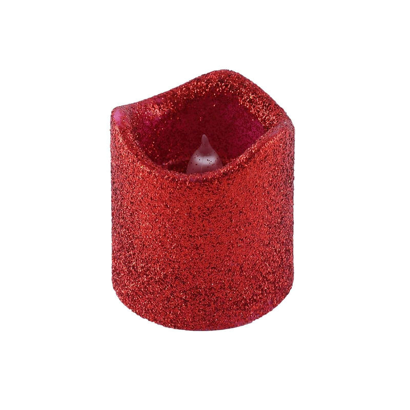 12 pcs 2" tall LED Votive Glittered Candles Lights LED_CAND_VT001_RED