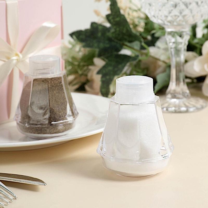 12 pcs 2" tall Plastic Salt and Pepper Holders Condiments Containers - Clear PLTC_SNP_CLR