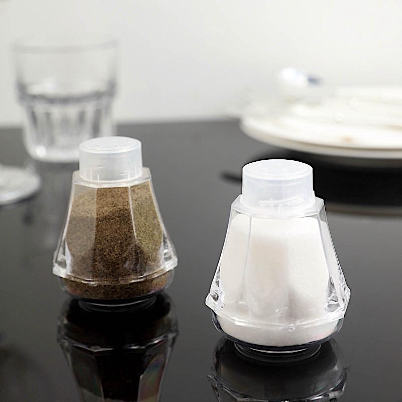 12 pcs 2" tall Plastic Salt and Pepper Holders Condiments Containers - Clear PLTC_SNP_CLR