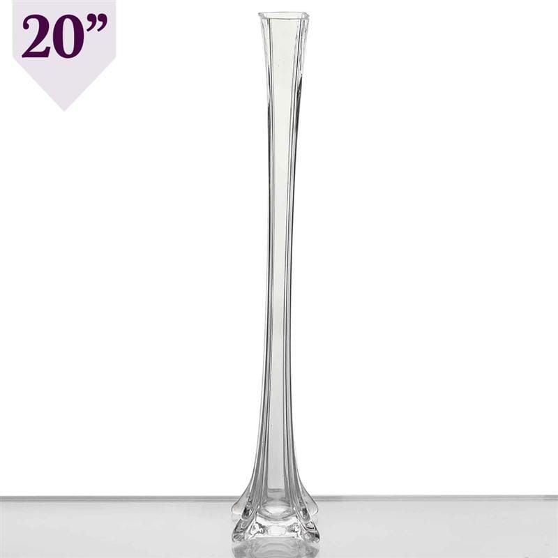 2 Pcs white Glass Tower Vase Eiffel Tower Vase 3”x3”16” Tall Certerpiece  wedding