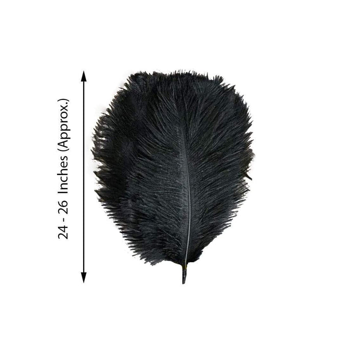 39 in Long Black Natural Feathers Trim with Satin Ribbon