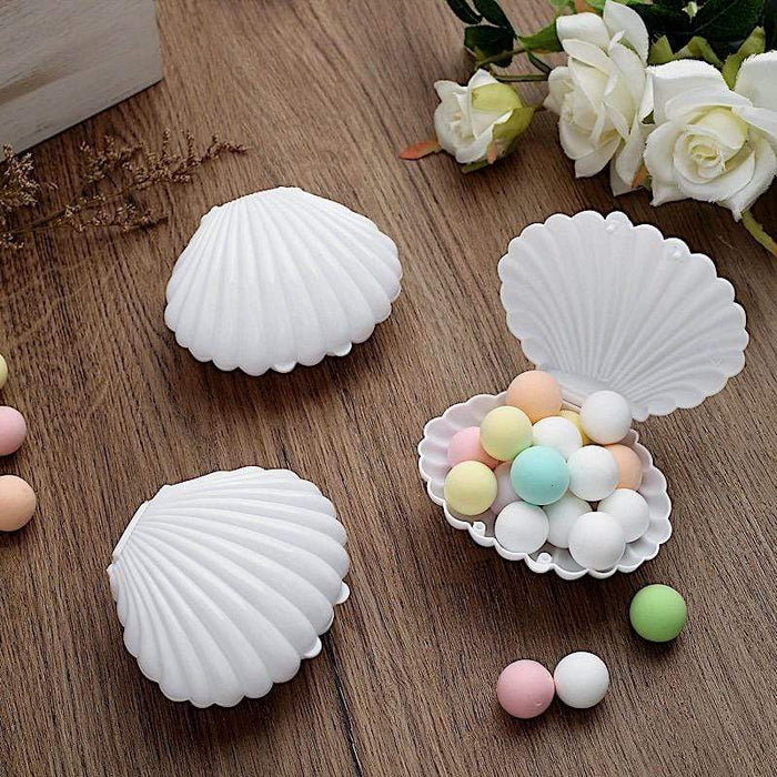 12 pcs 3.5" Mini Seashell Candy Boxes Plastic Favor Holders