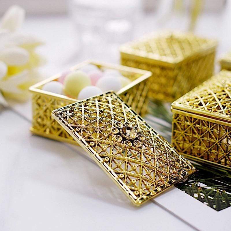 12 pcs 3" long Metallic Mini Rectangular Treasure Boxes Favor Holders