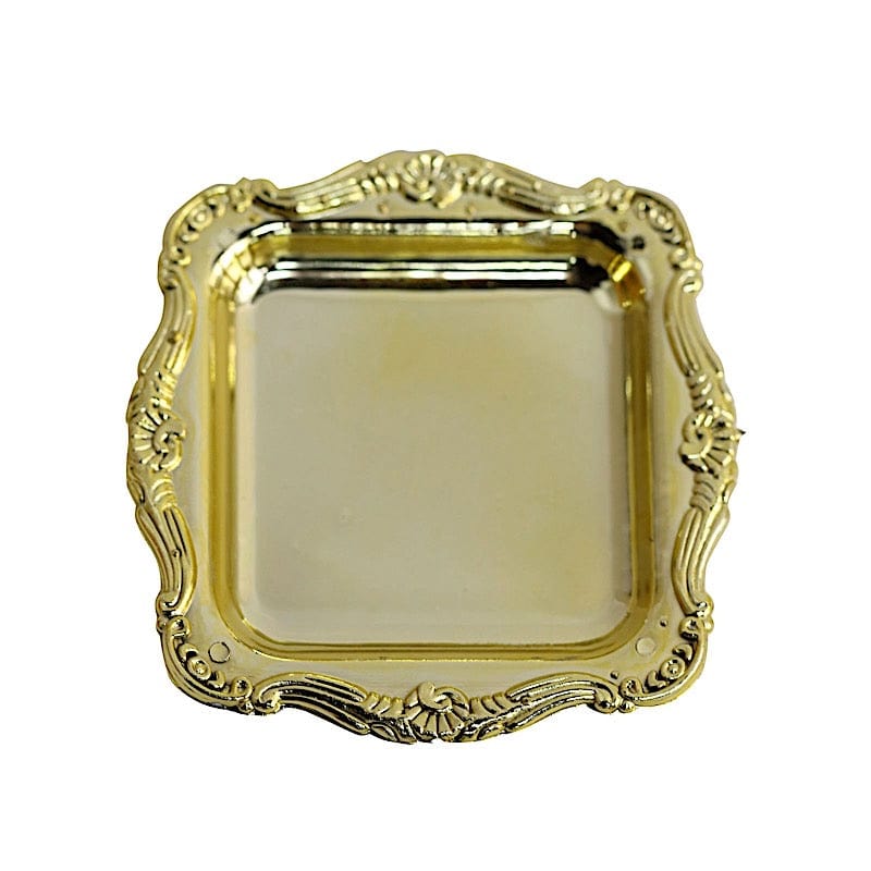 12 pcs 3" long Mini Square Baroque Trays Favor Holders PLTC_FIL_027_GOLD