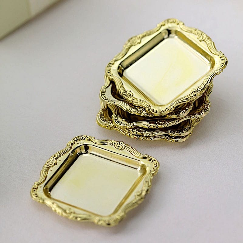 12 pcs 3" long Mini Square Baroque Trays Favor Holders PLTC_FIL_027_GOLD