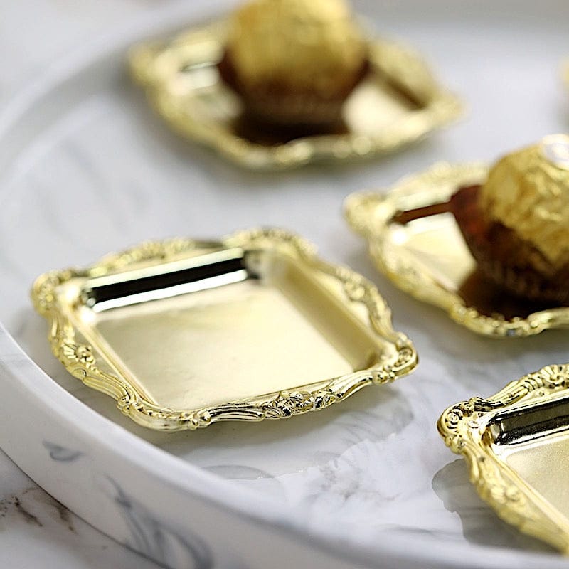 12 pcs 3" long Mini Square Baroque Trays Favor Holders PLTC_FIL_027_GOLD