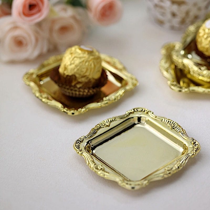 12 pcs 3" long Mini Square Baroque Trays Favor Holders PLTC_FIL_027_GOLD