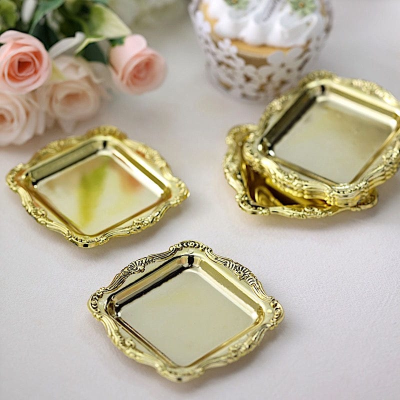 12 pcs 3" long Mini Square Baroque Trays Favor Holders PLTC_FIL_027_GOLD