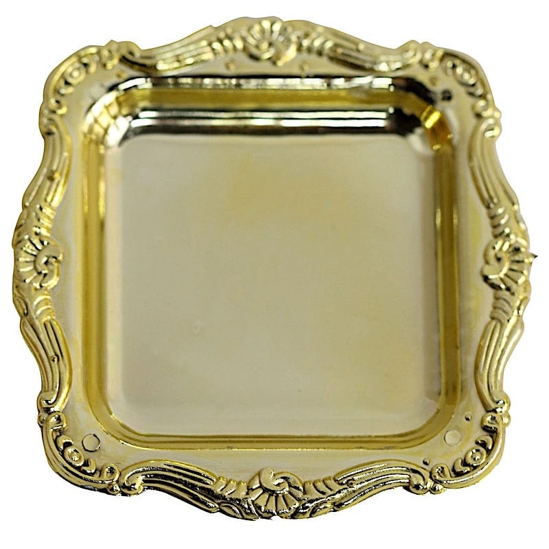 12 pcs 3" long Mini Square Baroque Trays Favor Holders PLTC_FIL_027_GOLD