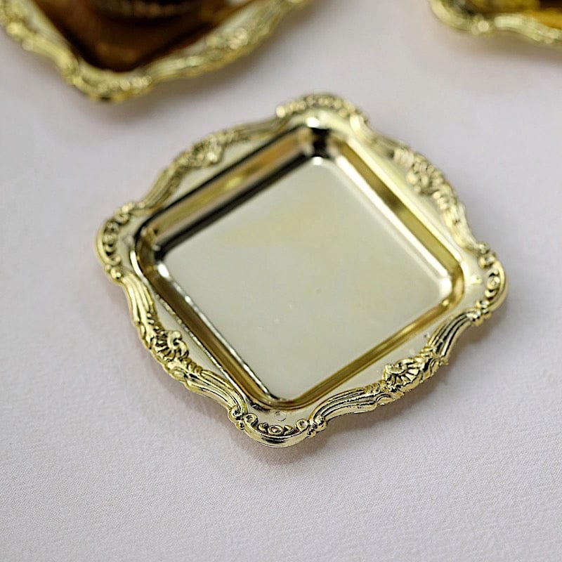 12 pcs 3" long Mini Square Baroque Trays Favor Holders PLTC_FIL_027_GOLD