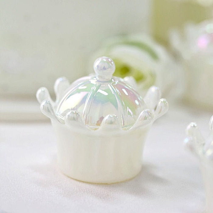 Balsa Circle 12 White 3 in Mini Crowns with Dome Lids Favor Holders