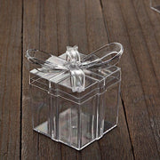 12 pcs 3" Mini Square with Bow Favor Gift Boxes - Clear