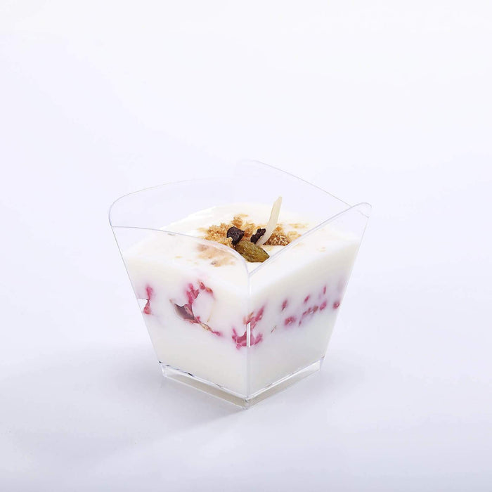 12 pcs 3 oz. Clear Square Waved Dessert Cups - Single Serving Cups - Disposable Tableware PLST_CUP11_CLR
