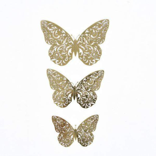 12 pcs 3D Butterfly Wall Decals Removable DIY Stickers CONF_BUT03_GOLD