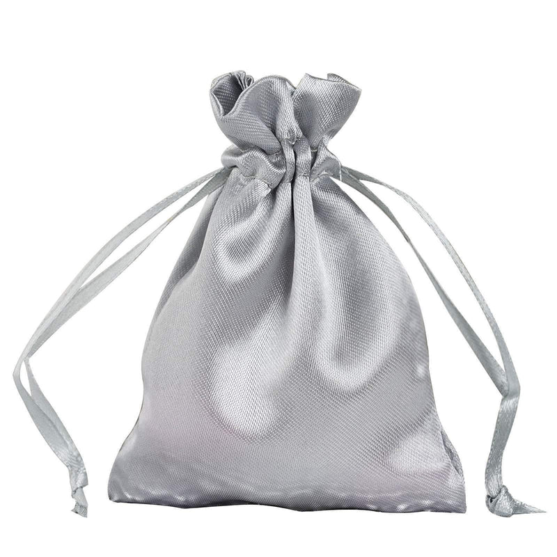 12 pcs 3x4" Satin Bags with Pull String BAG_SB_3x4_SILV