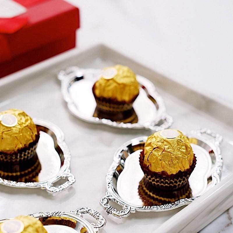 12 pcs 4.5" long Metallic Mini Oval Trays Favor Holders