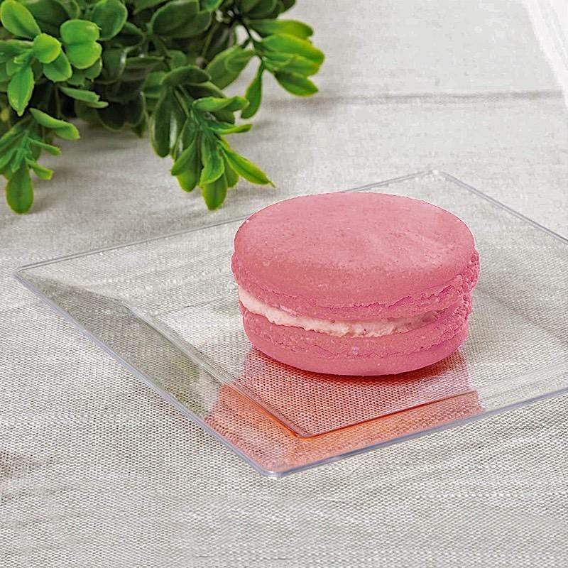 12 pcs 4" Clear Elegant Square Plastic Plates - Disposable Tableware PLST_PLA0064_CLR