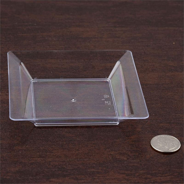 12 pcs 4" Clear Elegant Square Plastic Plates - Disposable Tableware PLST_PLA0064_CLR