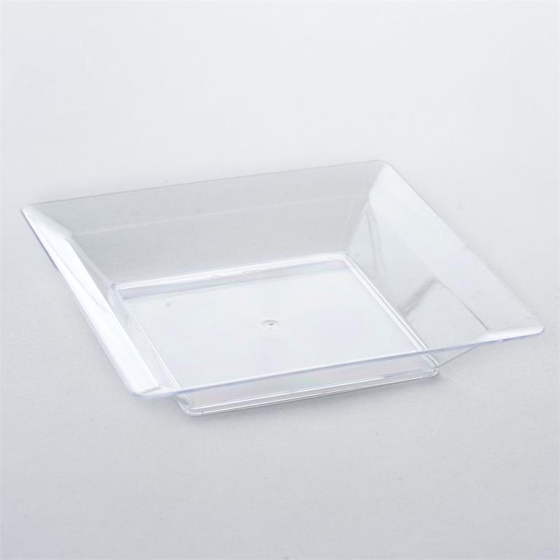 12 pcs 4" Clear Elegant Square Plastic Plates - Disposable Tableware PLST_PLA0064_CLR