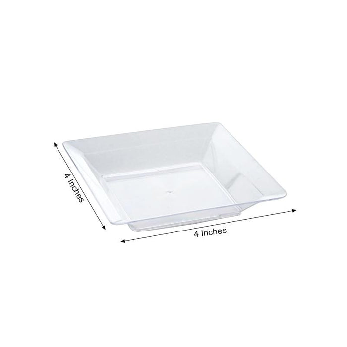 12 pcs 4" Clear Elegant Square Plastic Plates - Disposable Tableware PLST_PLA0064_CLR
