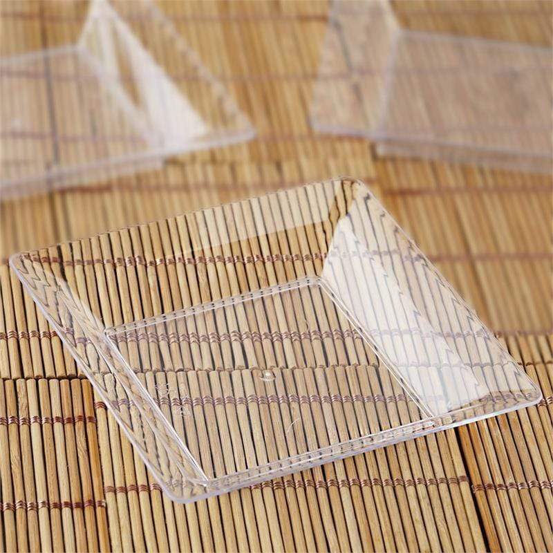 12 pcs 4" Clear Elegant Square Plastic Plates - Disposable Tableware PLST_PLA0064_CLR