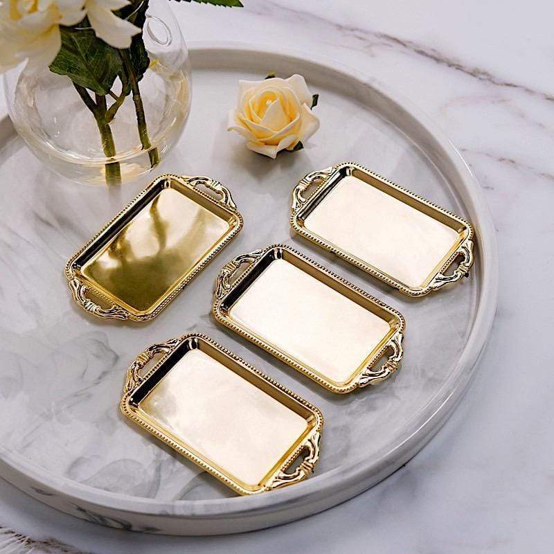 12 pcs 4" long Metallic Mini Rectangular Trays Favor Holders