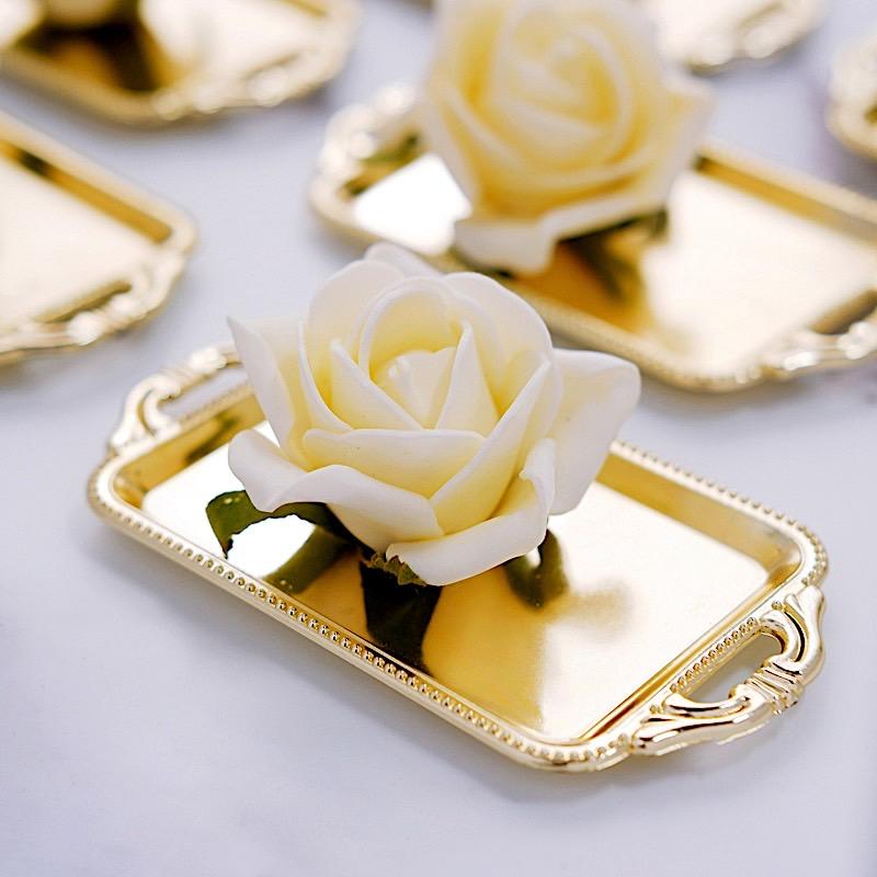 12 pcs 4" long Metallic Mini Rectangular Trays Favor Holders