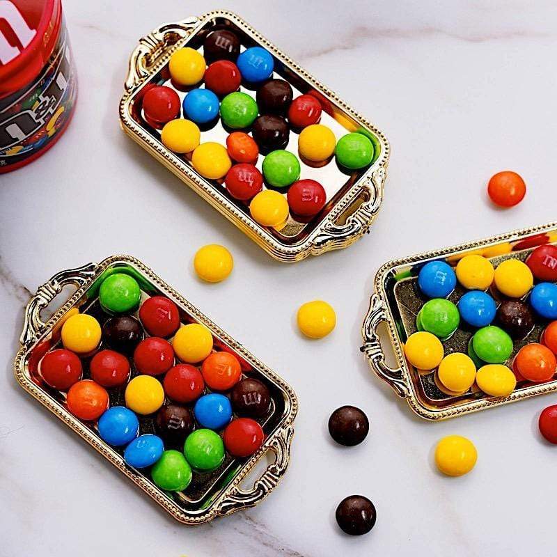 12 pcs 4" long Metallic Mini Rectangular Trays Favor Holders