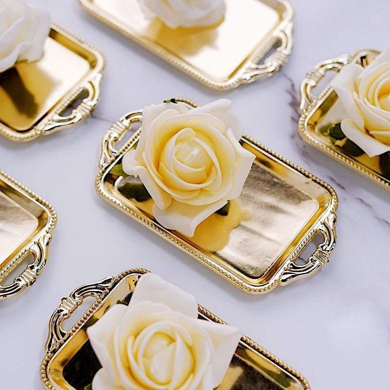 12 pcs 4" long Metallic Mini Rectangular Trays Favor Holders