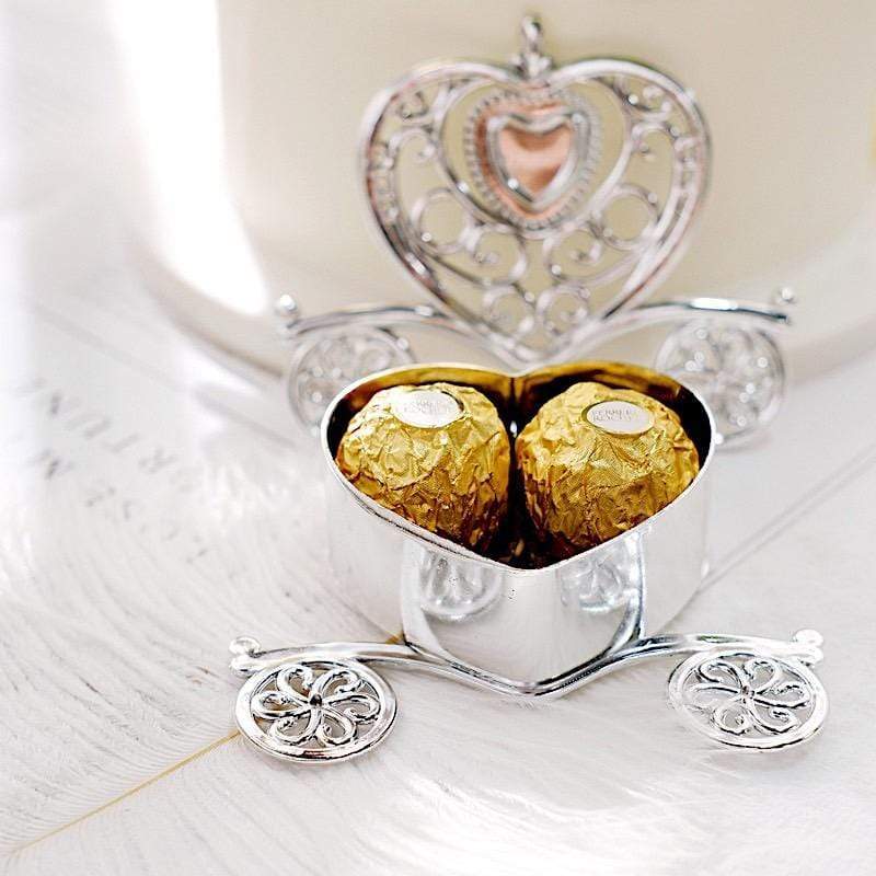 12 pcs 4" long Mini Heart Carriage Favor Holders