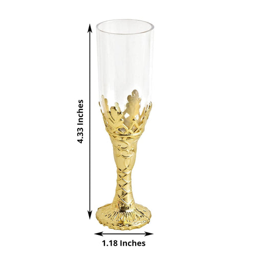 12 pcs 4" Mini Champagne Flute Glass Party Favor - Clear and Gold PLTC_FIL_021_GOLD