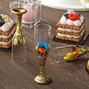 12 pcs 4" Mini Champagne Flute Glass Party Favor - Clear and Gold PLTC_FIL_021_GOLD