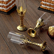 12 pcs 4" Mini Champagne Flute Glass Party Favor - Clear and Gold PLTC_FIL_021_GOLD
