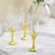 12 pcs 4" Mini Champagne Flute Glass Party Favor - Clear and Gold PLTC_FIL_021_GOLD