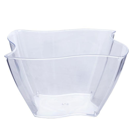 12 pcs 4 oz Square Clear Waved Plastic 2.75" Bowls - Disposable Tableware PLST_BOW17_CLR