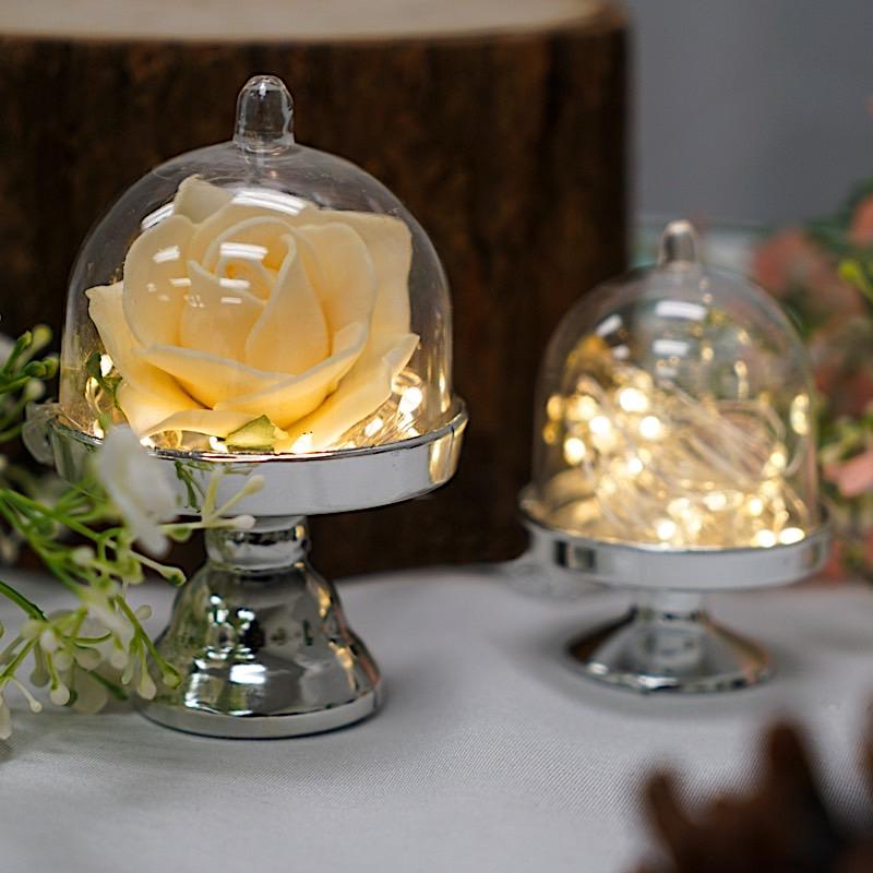 12 pcs 4" tall Mini Cake Stands with Dome Favor Holders