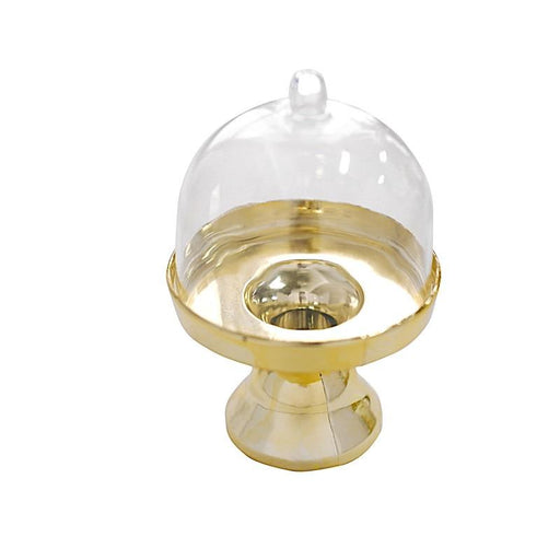 12 pcs 4" tall Mini Cake Stands with Dome Favor Holders PLTC_FIL_001_L_GOLD