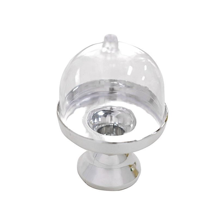 12 pcs 4" tall Mini Cake Stands with Dome Favor Holders PLTC_FIL_001_L_SILV