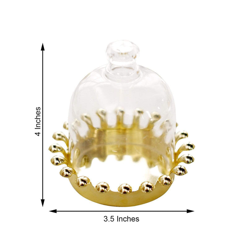 12 pcs 4" tall Mini Crown Jars with Dome Favor Holders - Clear and Gold PLTC_FIL_016_GOLD