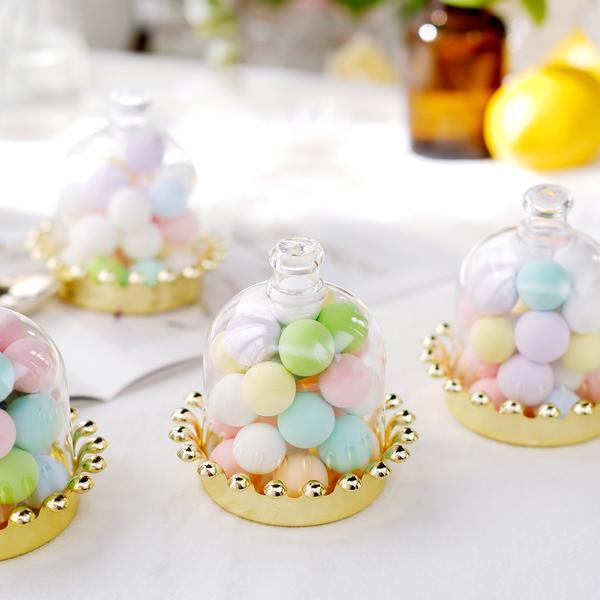 12 pcs 4" tall Mini Crown Jars with Dome Favor Holders - Clear and Gold PLTC_FIL_016_GOLD