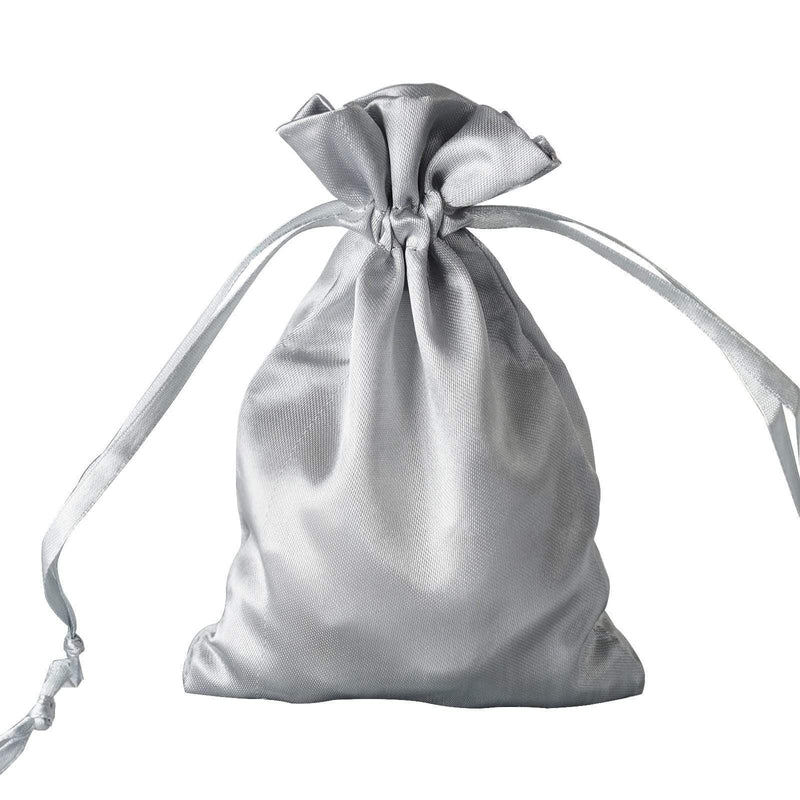 12 pcs 4x6" Satin Bags with Pull String BAG_SB_4X6_SILV