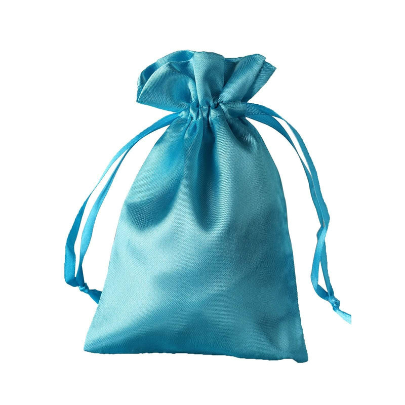 12 pcs 4x6" Satin Bags with Pull String BAG_SB_4X6_TURQ