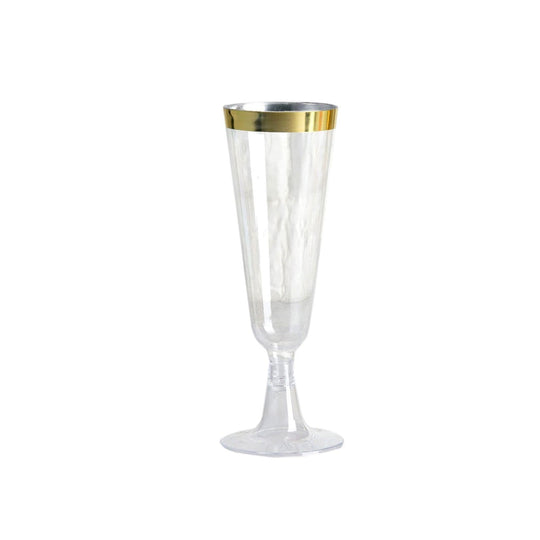 12 pcs 5 oz Clear with Gold Rim Plastic Champagne Disposable Glasses PLST_CU0071_GOLD