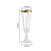 12 pcs 5 oz Clear with Gold Rim Plastic Champagne Disposable Glasses PLST_CU0071_GOLD