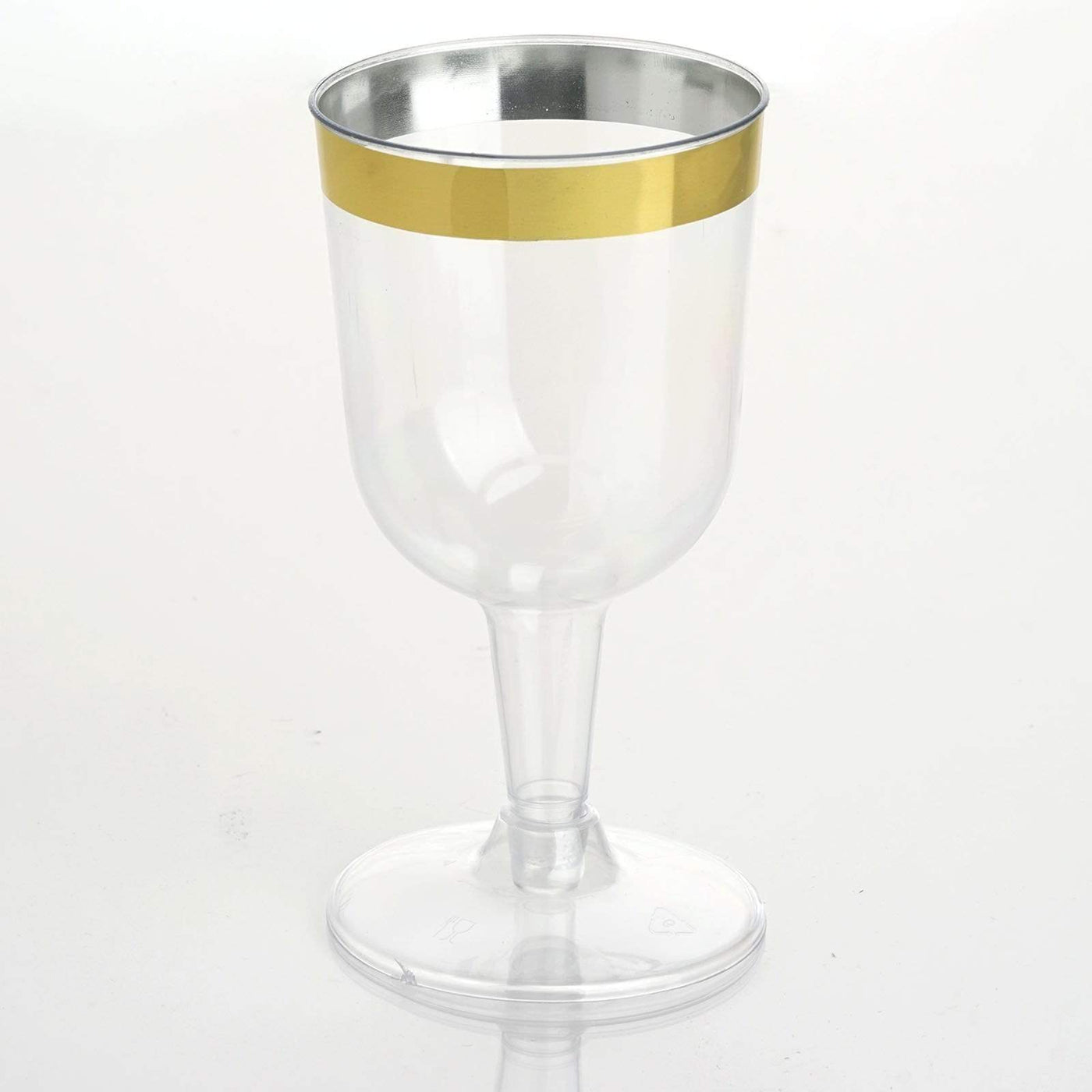 12 pcs 5 oz Clear with Gold Rim Plastic Champagne Flutes Disposable Gl ...