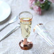 12 pcs 5 oz Clear with Rose Gold Rim Champagne Flutes - Disposable Tableware DSP_CUCP002_5_CLRG2