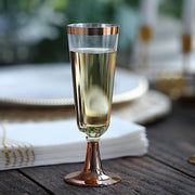 12 pcs 5 oz Clear with Rose Gold Rim Champagne Flutes - Disposable Tableware DSP_CUCP002_5_CLRG2