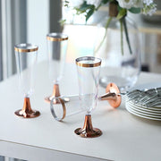 12 pcs 5 oz Clear with Rose Gold Rim Champagne Flutes - Disposable Tableware DSP_CUCP002_5_CLRG2